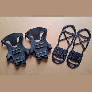 Ice Cleats Traction Set Bundle – Adjustable Shoe Grips + Spiked Slip-On Cleats